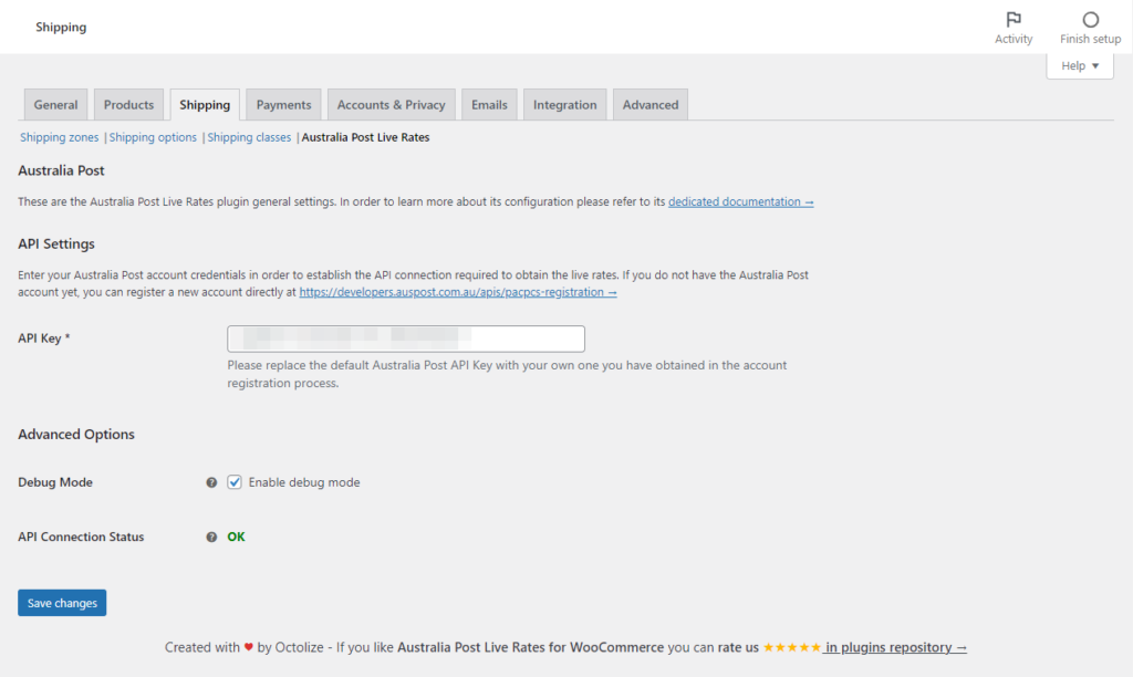 Australia Post Woocommerce Live Rates General Settings