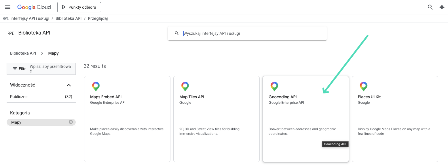 Biblioteka API: Mapy: Geocoding API