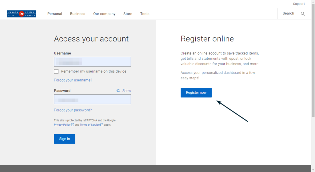 Canada Post How To Create An Account Canada Post Login Page