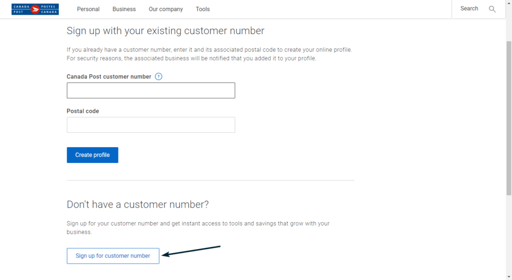 Canada Post How To Create An Account Customer Number