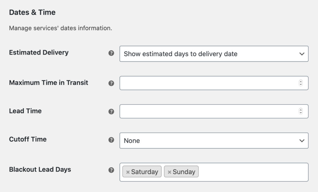 Dhl Express General Settings Dates And Time Estimated Delivery