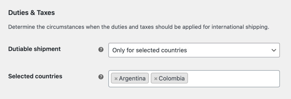 Dhl Express General Settings Duties And Taxes Selected Countries