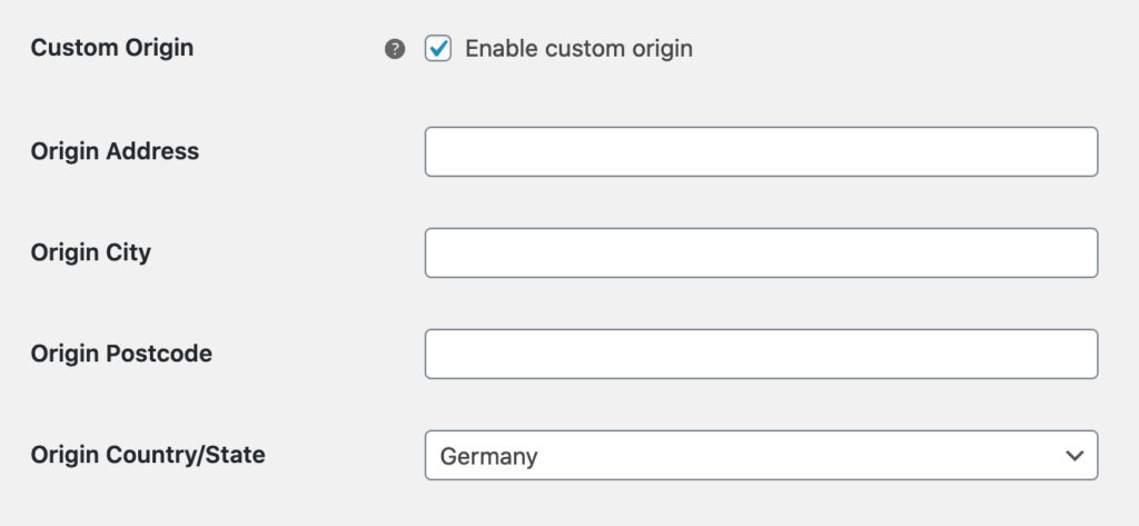 Dhl Express General Settings Method Settings Custom Origin