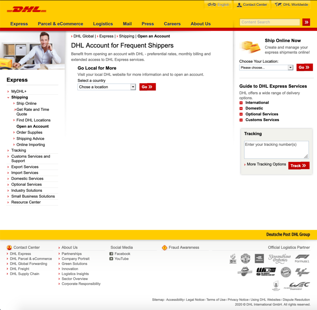 Dhl Express How To Create An Account Dhl Site