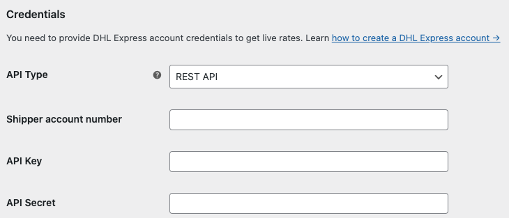 Dhl Express Rest Api Credentials