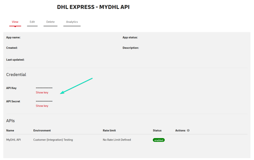 Dhl Express Rest Api Key Api Secret