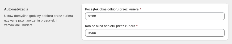 DHL Polska Shopify - Ustawienia - Automatyzacja