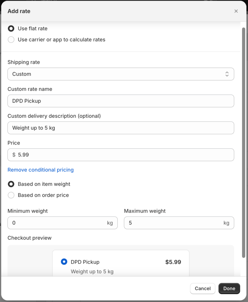 Dpd Pickup Points Add Rate Configuration