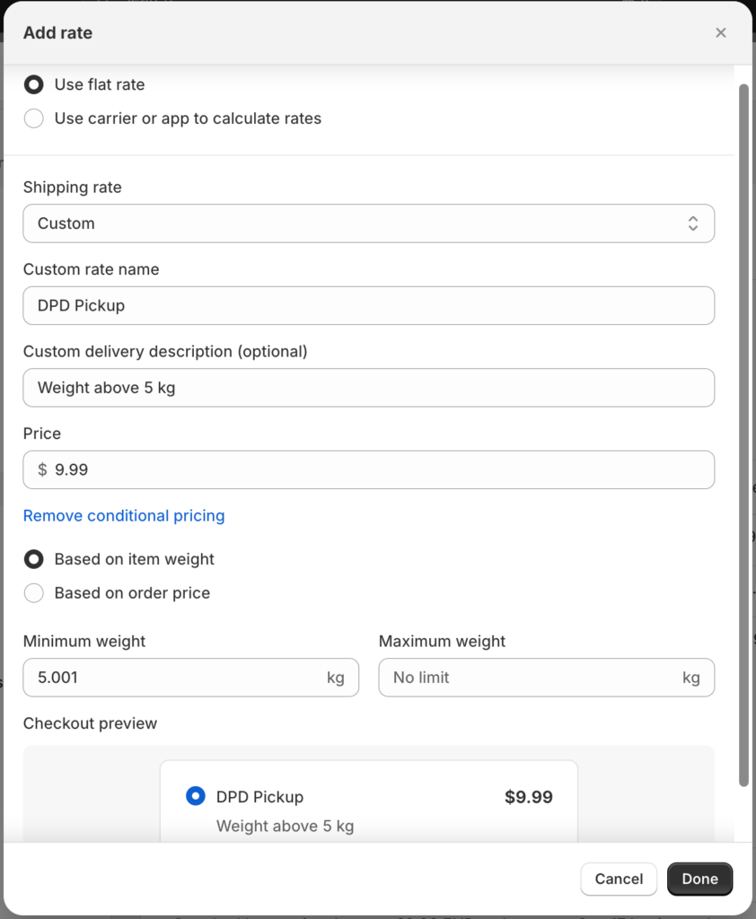 Dpd Pickup Points Add Rate Configuration