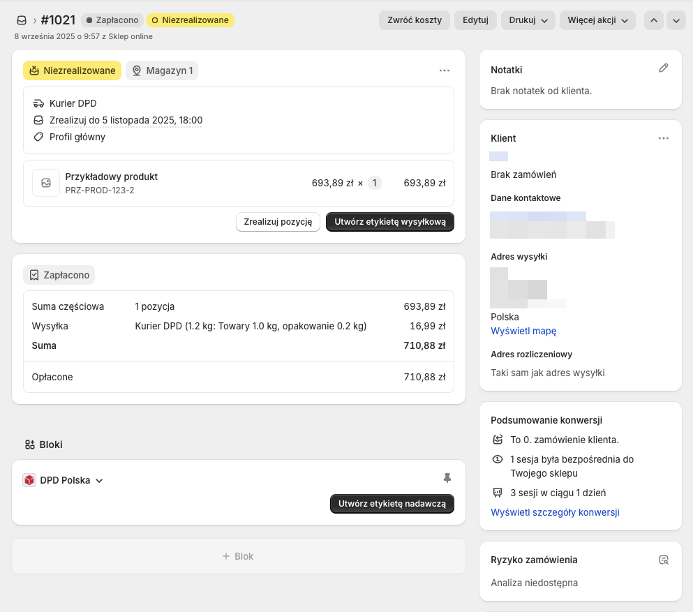 Dpd Polska Shopify Admin Blok Dodany
