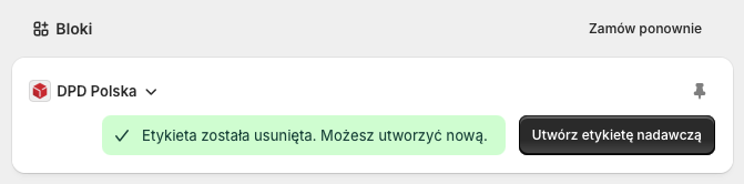 DPD Polska Shopify - Etykiety usunięte