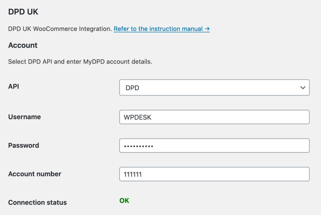 Dpd Uk Credentials Settings Page