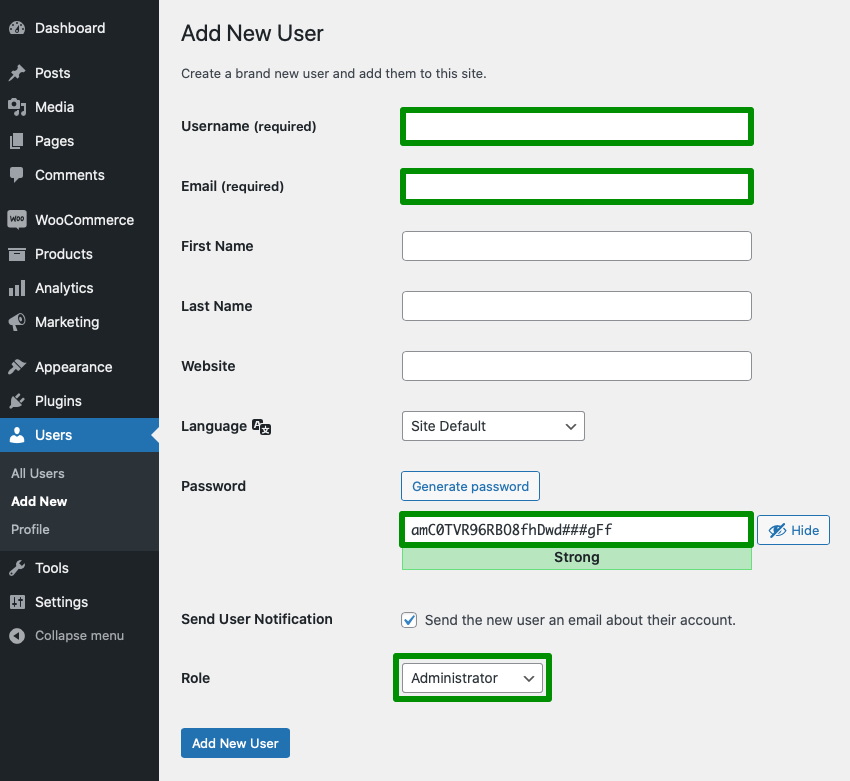 Fill In The Required Username Field