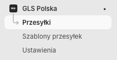 GLS Polska Shopify - Menu nawigacyjne aplikacji: Przesyłki