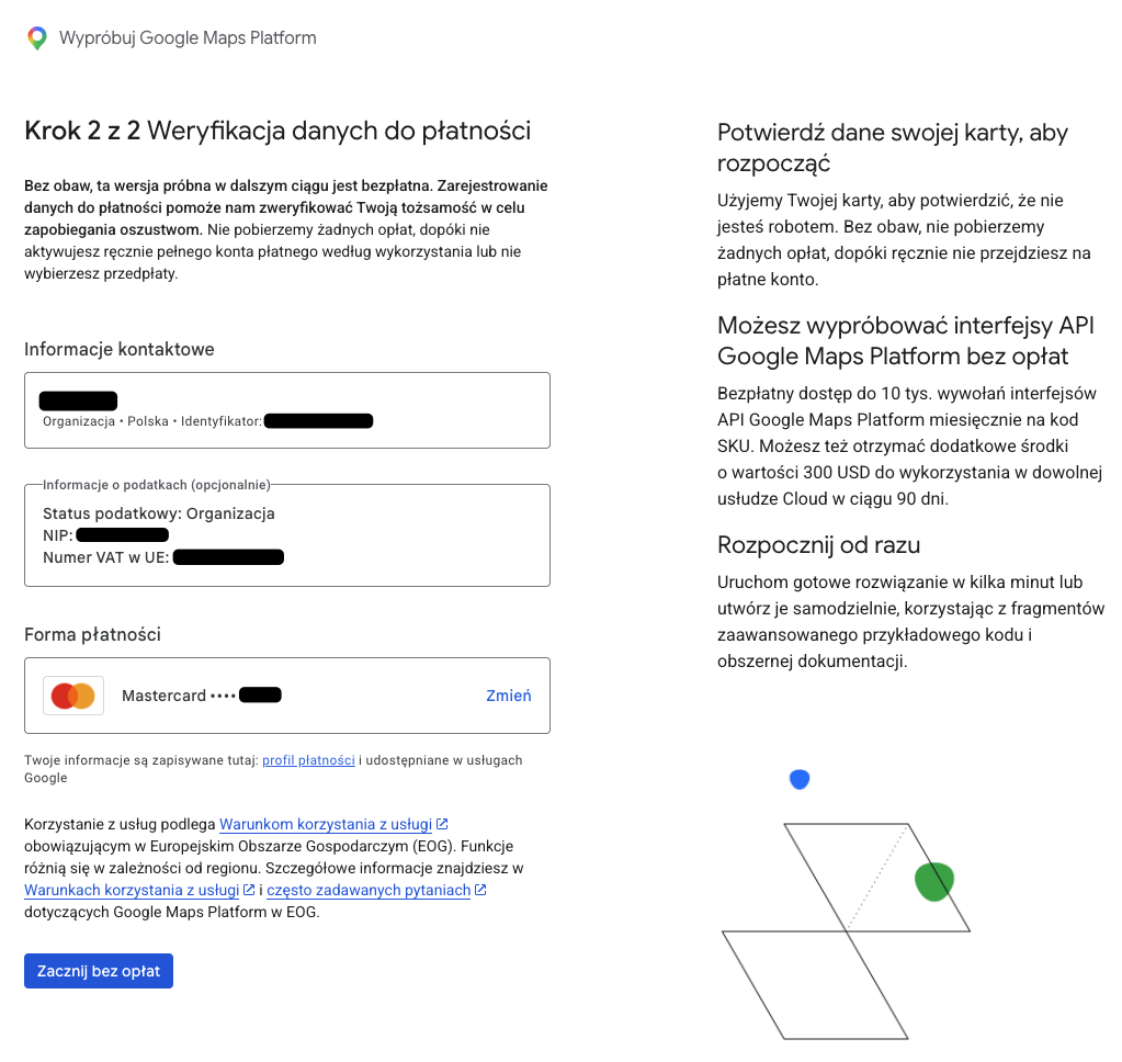 Google Cloud Platform: Weryfikacja danych do płatności