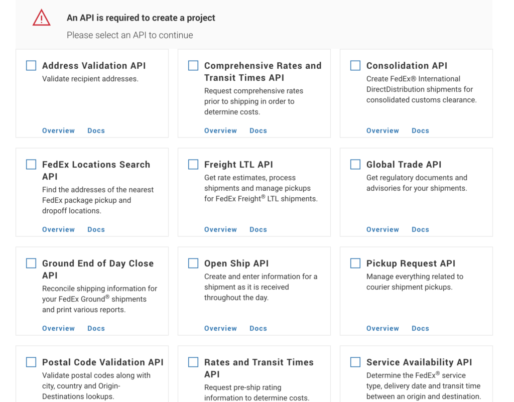 List of APIs