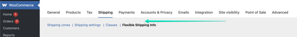Flexible Shipping Info tab