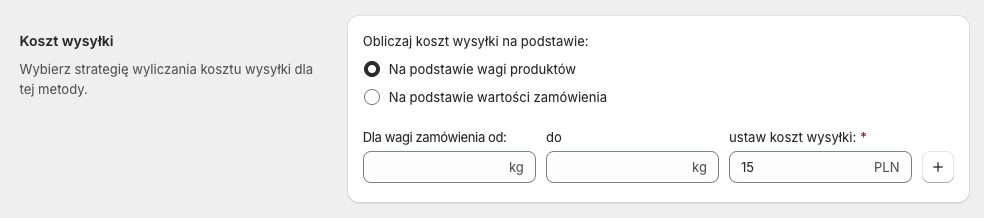 Koszt wysyłki: Płaska stawka