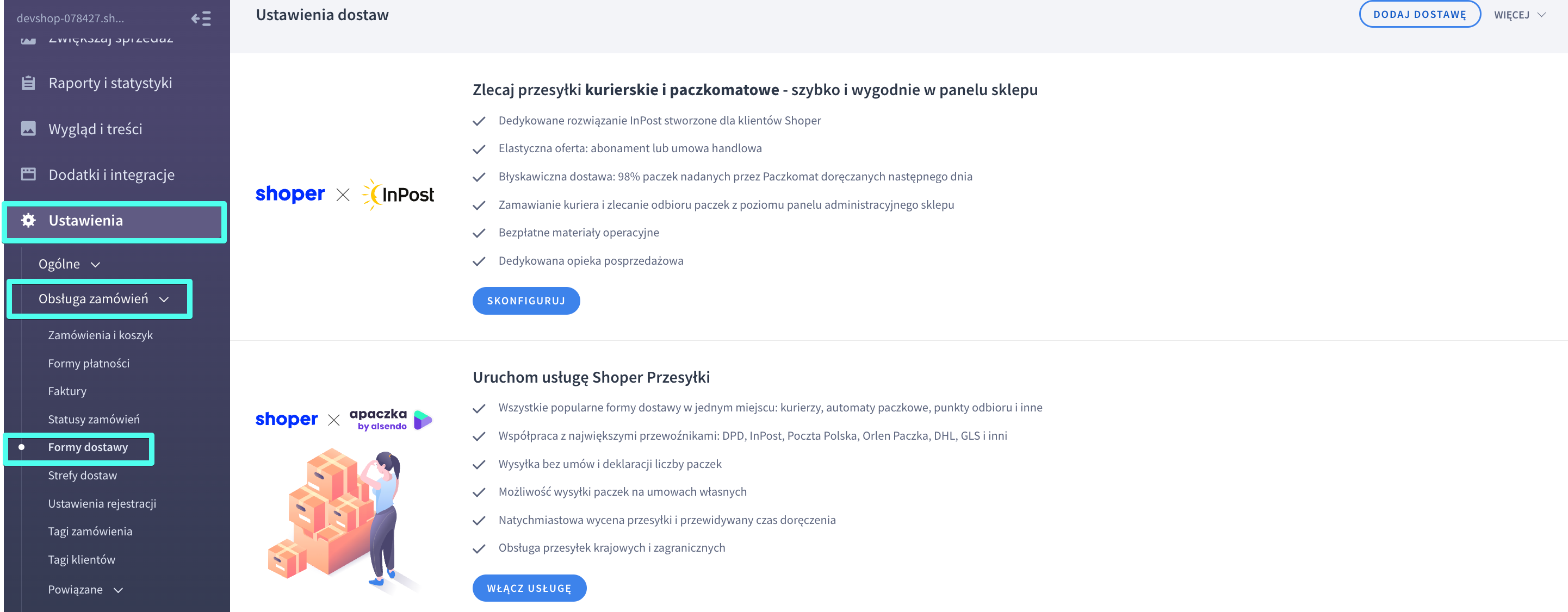 Monosnap Dostawy Panel Administracyjny 20