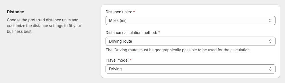Octolize Distance-Based Rates Shopify app settings: Distance