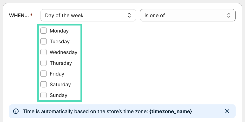 Octolize Hide & Sort Shipping - Day of the week conditional fields