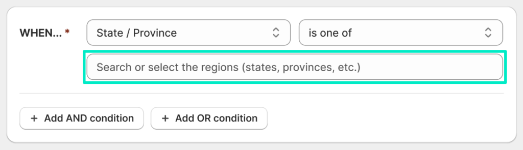 Octolize Hide & Sort Shipping - Region Selector Field