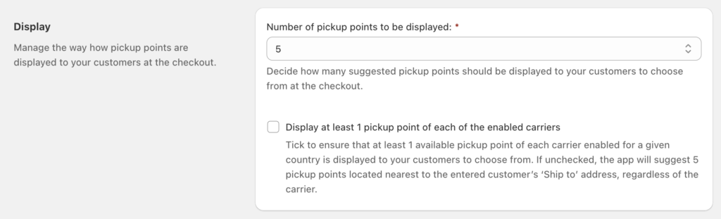 Octolize Pickup Points PRO app - Display settings