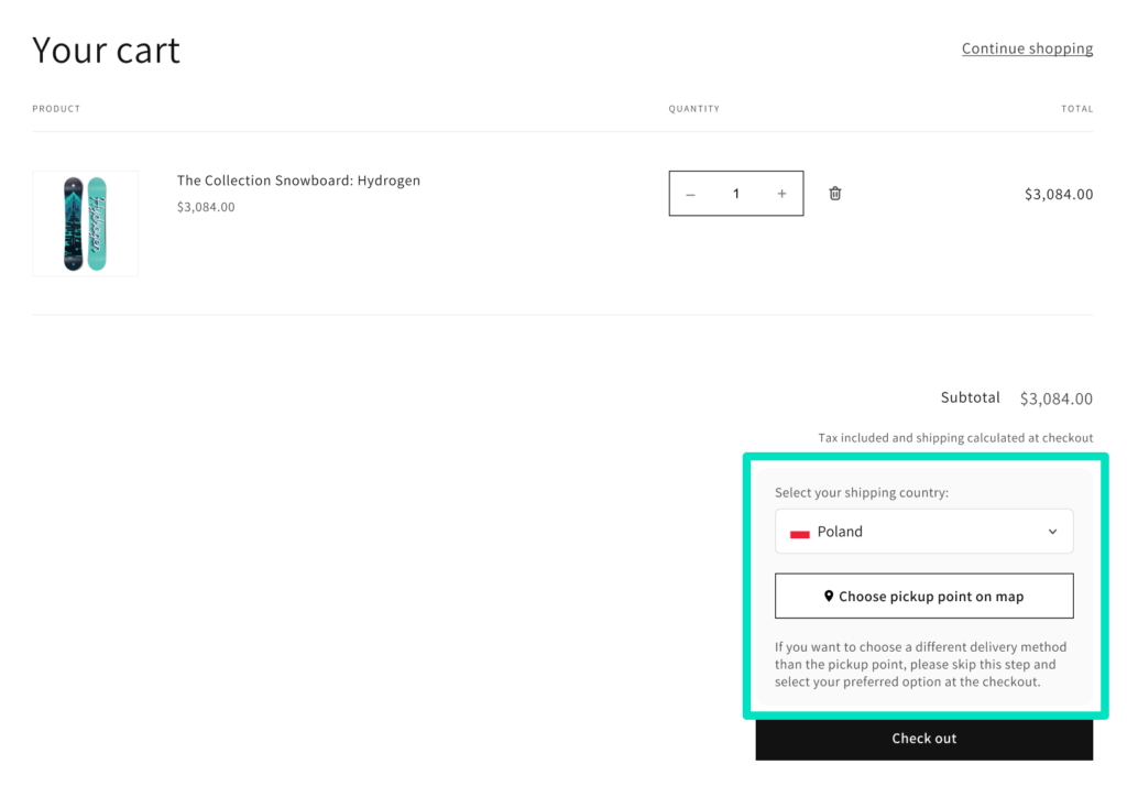 Octolize Pickup Points Pro Nocsapi Map Cart Widget Displayed