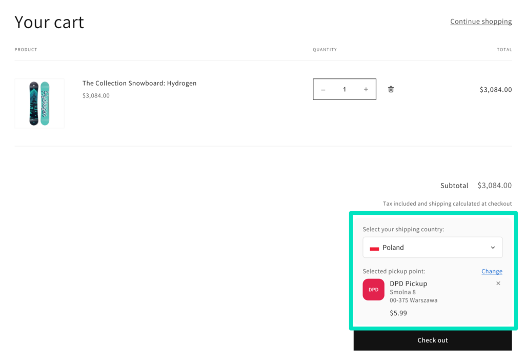 Octolize Pickup Points Pro Nocsapi Map Cart Widget Pickup Point Selected