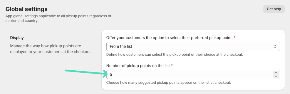 Pickup Points on Shopify Plus plan - Number of pickup points displayed on the list at checkout