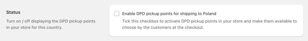 Octolize Pickup Points PRO app - Status settings section