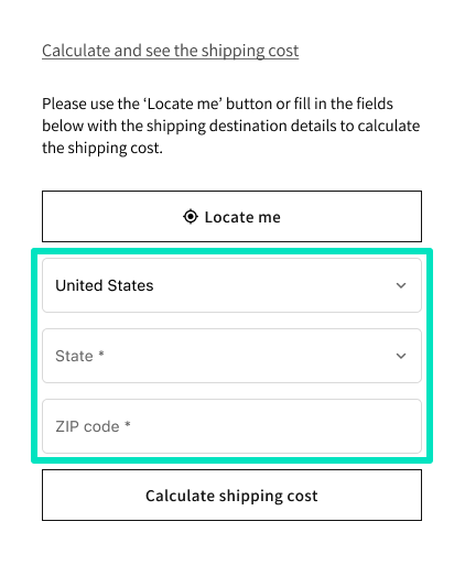 Octolize Product Page Shipping Shopify App - 'State' field required for shipping to United States