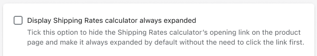 Octolize Product Page Shipping Shopify App - Display Shipping Rates calculator always expanded option disabled