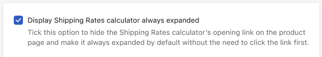 Octolize Product Page Shipping Shopify App - Display Shipping Rates calculator always expanded option enabled