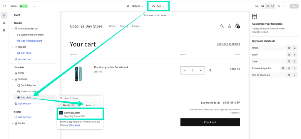 Octolize Shipping Rates Calc Block Cart Page Template