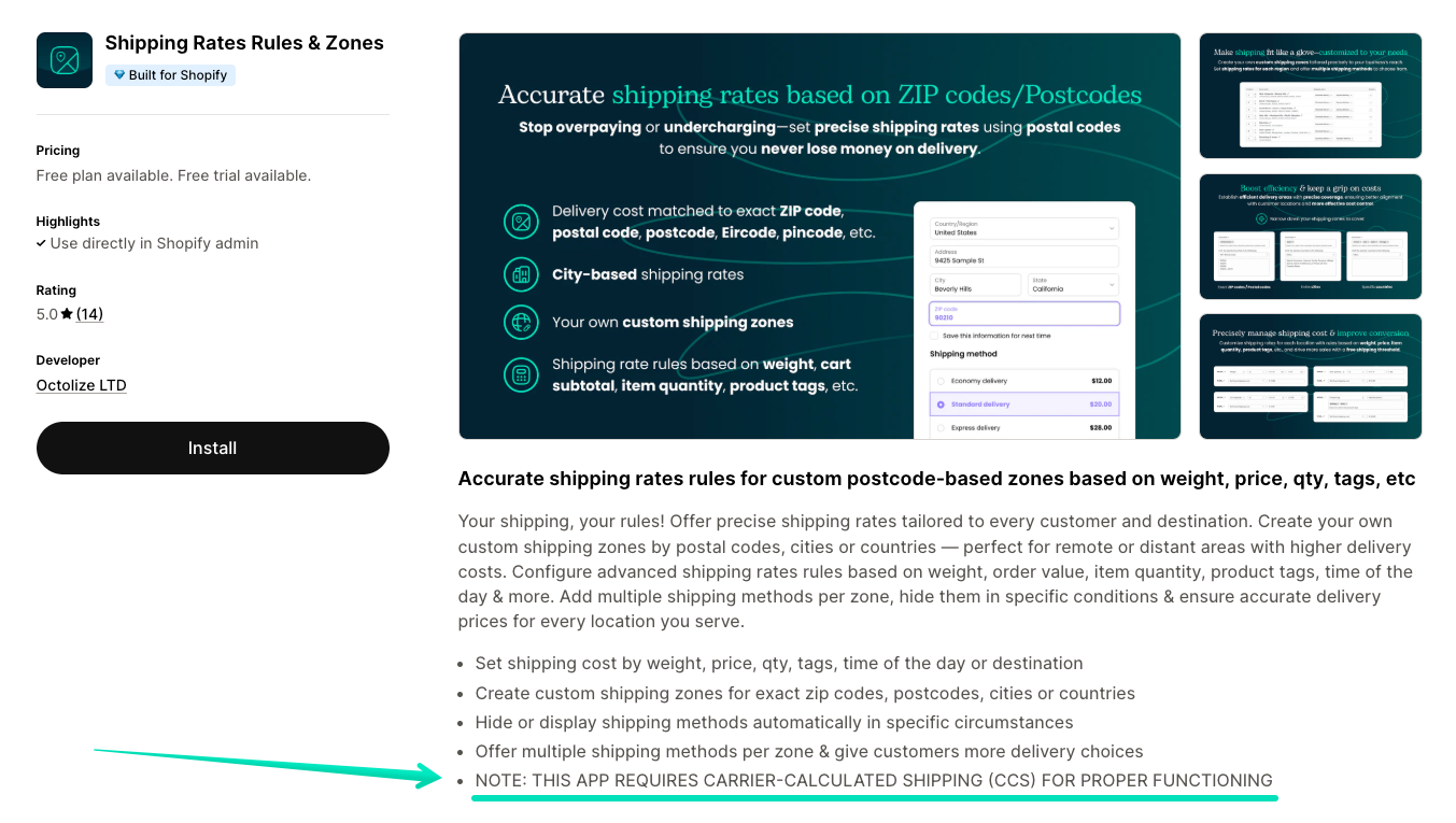Carrier Calculated Shipping required for running the Octolize Shipping Rates Rules & Shipping Zones app