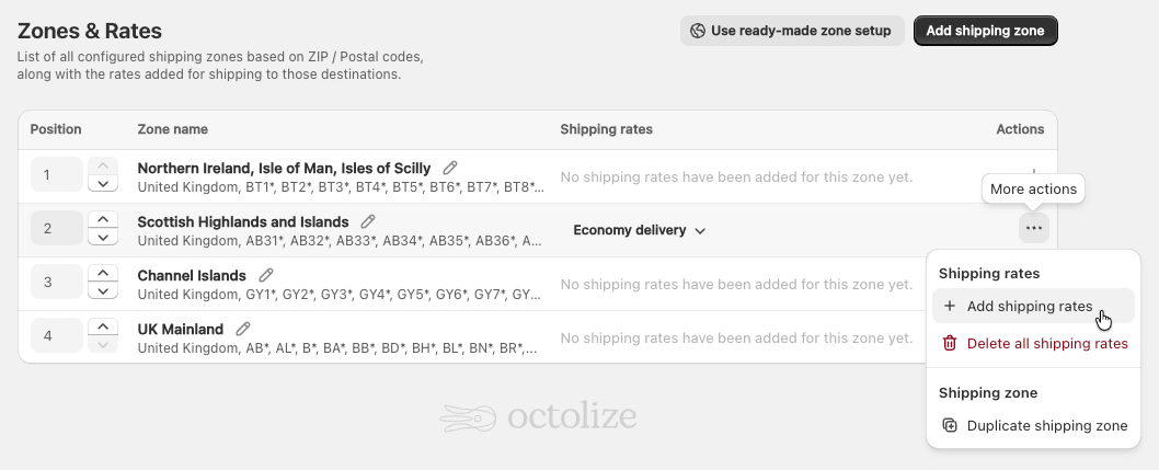 Shipping Rates Rules & Shipping Zones Shopify app: Adding more shipping rates