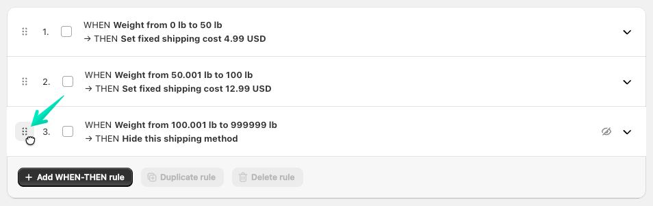 Reorder shipping cost calculation rules