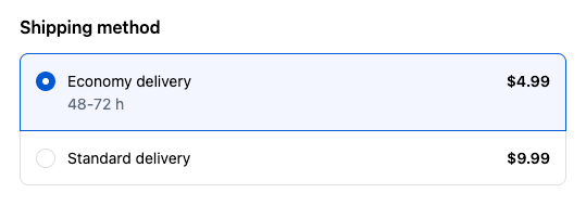 Shipping method with description at Shopify checkout