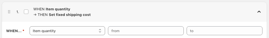 Shopify shipping cost calculation rules based on quantity