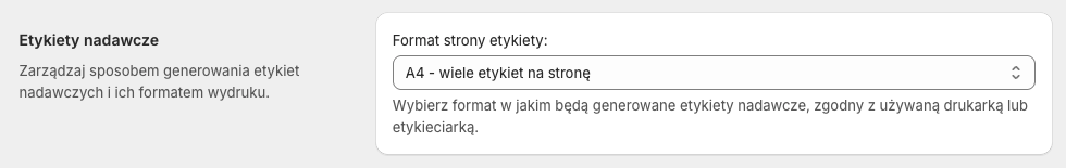 DPD Polska Shopify ustawienia etykiety nadawcze