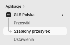 GLS Polska Shopify: Menu aplikacji: Szablony przesyłek
