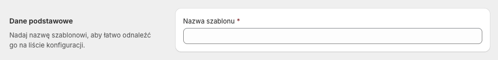 GLS Polska Shopify: Ustawienia szablonu przesyłki - Dane podstawowe