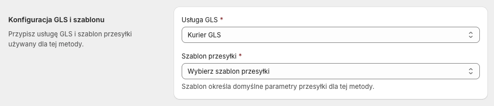 GLS Polska Shopify - Ustawienia metody dostawy GLS: Konfiguracja GLS i szablonu