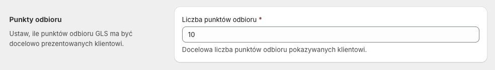 GLS Polska Shopify - Ustawienia metody dostawy GLS: Punkty odbioru
