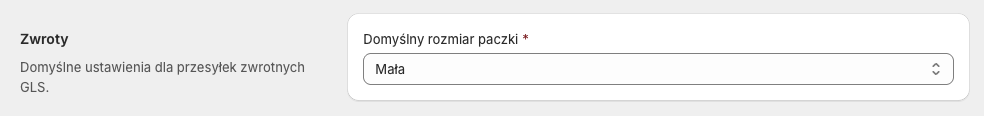 GLS Polska Shopify - Ustawienia: Zwroty