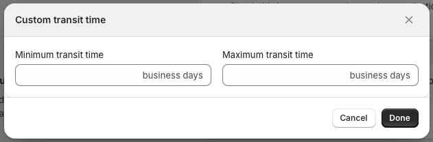 Custom transit time