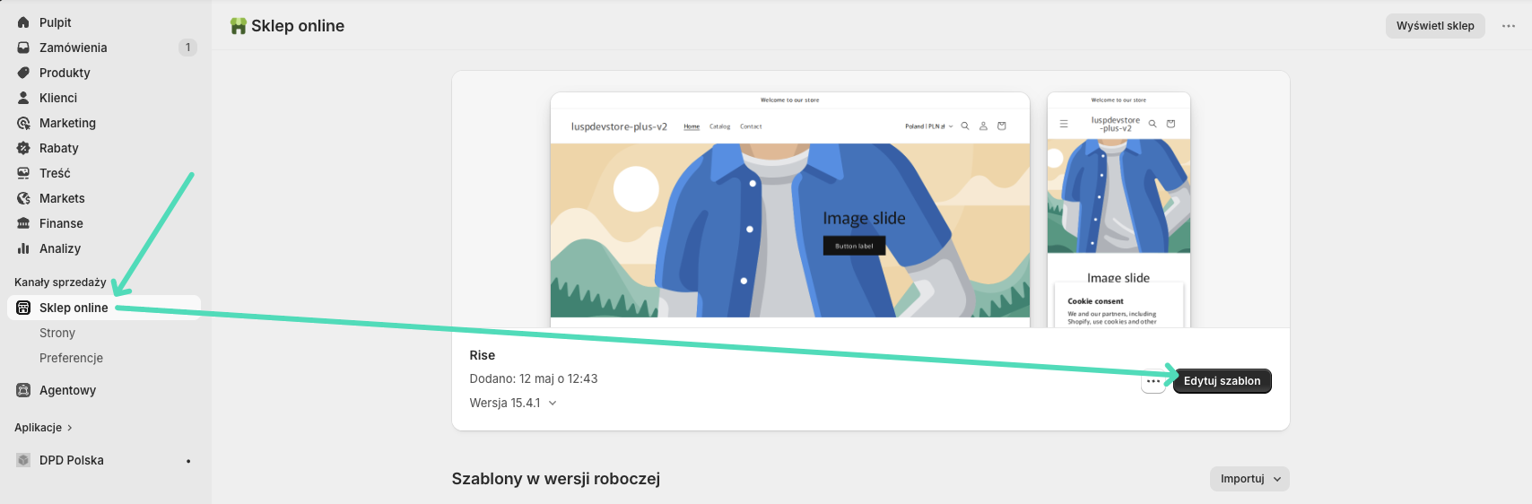 Shopify - Sklep online: Edytuj szablon