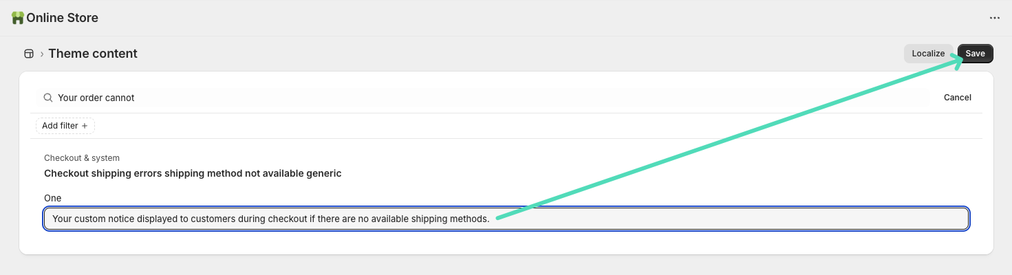 Shopify Theme Content Editor Custom Shipping Notice Content