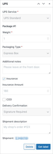 UPS Labels - Creating shipments